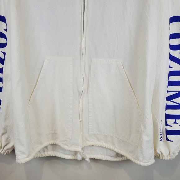 Vintage 90s El Mexicano Cozumel Mexico Zip Up Hooded Beach Jacket Size XL - Picture 4 of 12